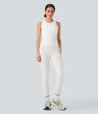 OneForm Seamless Flow Racerback Built-in Bra Yoga Tank Top — White — view 7