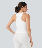 OneForm Seamless Flow Racerback Built-in Bra Yoga Tank Top — White — view 3