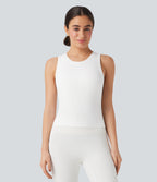 OneForm Seamless Flow Racerback Built-in Bra Yoga Tank Top — White — view 2