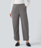 Mid Rise Adjustable Pant Width Work Tapered Trousers with Pockets — Silent Storm — view 3