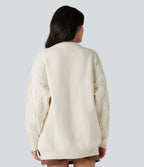 Round Neck Long Sleeve Casual Jumper — Tofu — view 2