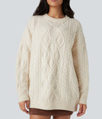 Round Neck Long Sleeve Casual Jumper — Tofu — view 1