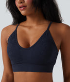 OneForm Seamless Flow Low Support Yoga Sports Bra — Denim Blue — view 1