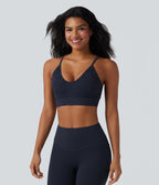OneForm Seamless Flow Low Support Yoga Sports Bra — Denim Blue — view 4