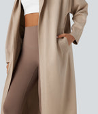 Hooded Long Sleeve Longline Casual Cardigan with Pockets — Gray Morn — view 5
