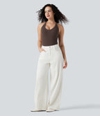 Ribbed Crisscross Back V-Neck Sleeveless Skinny Casual Bodysuit — Java — view 8