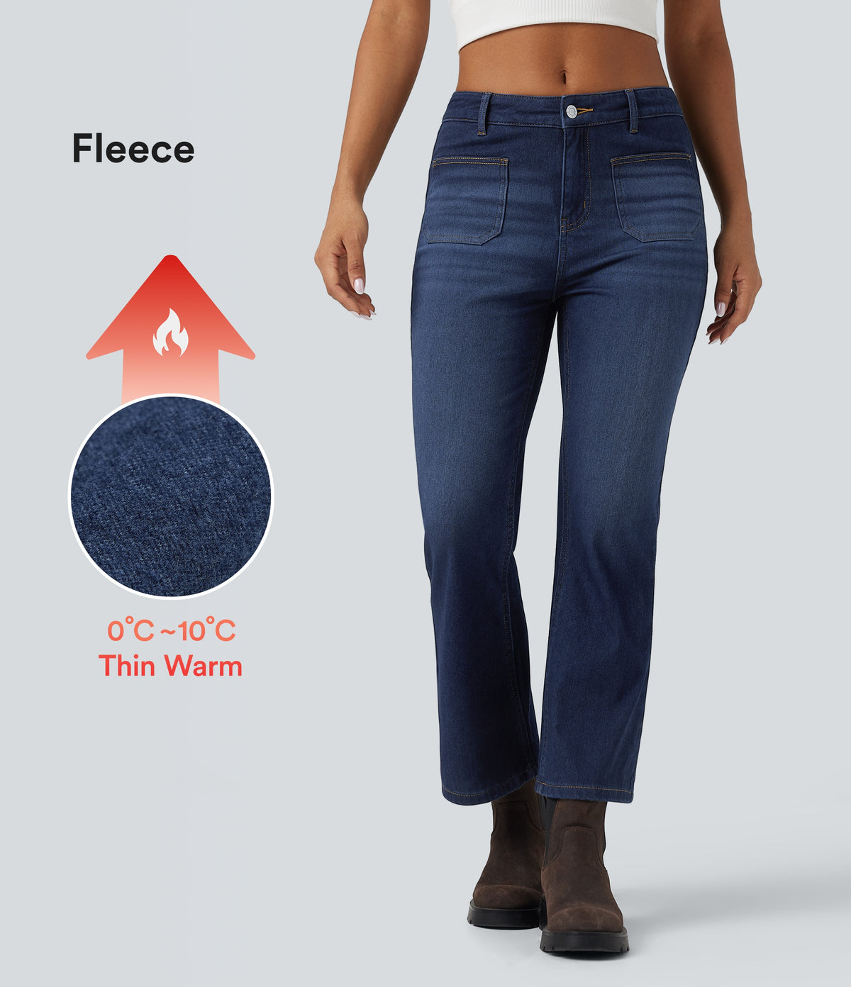 Denim Heat Mid Rise Denim Casual Bootcut Jeans with Pockets — Pageant Blue Denim — view 1