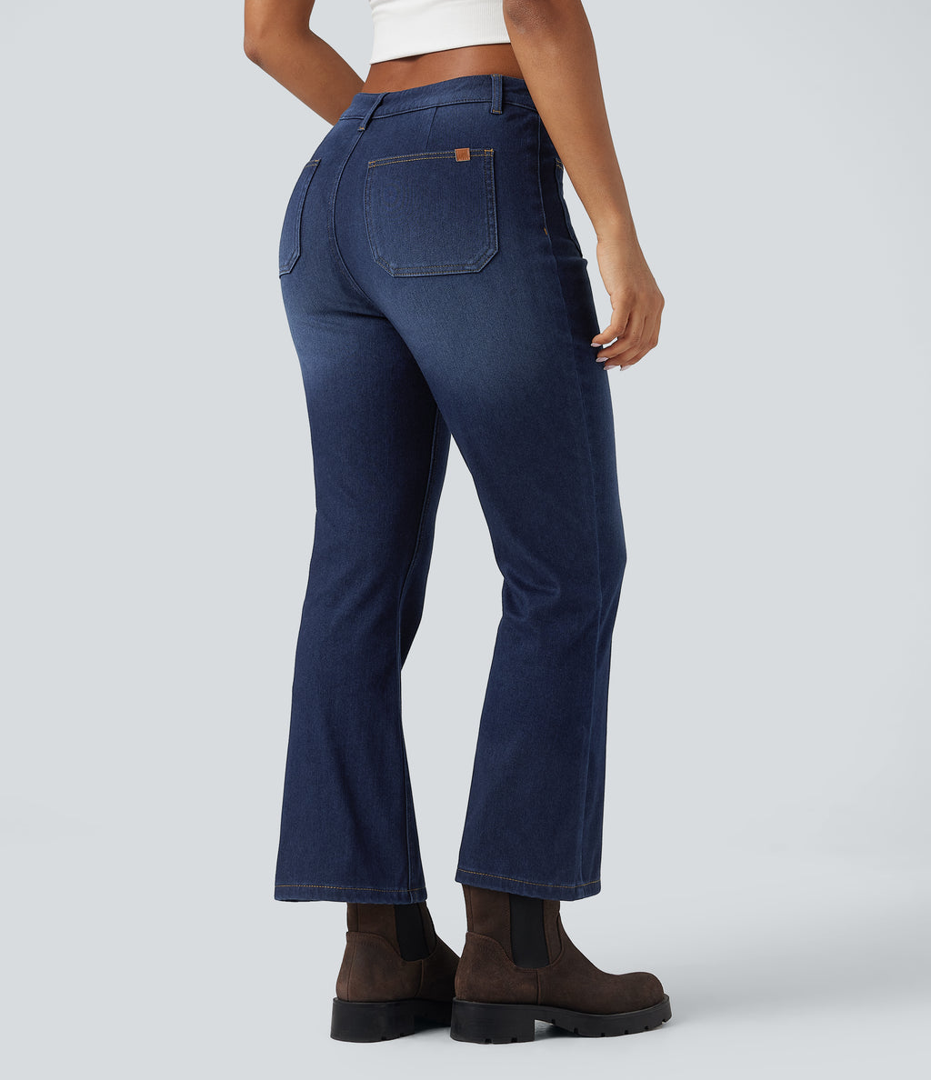 Denim Heat Mid Rise Denim Casual Bootcut Jeans with Pockets — Pageant Blue Denim — view 2