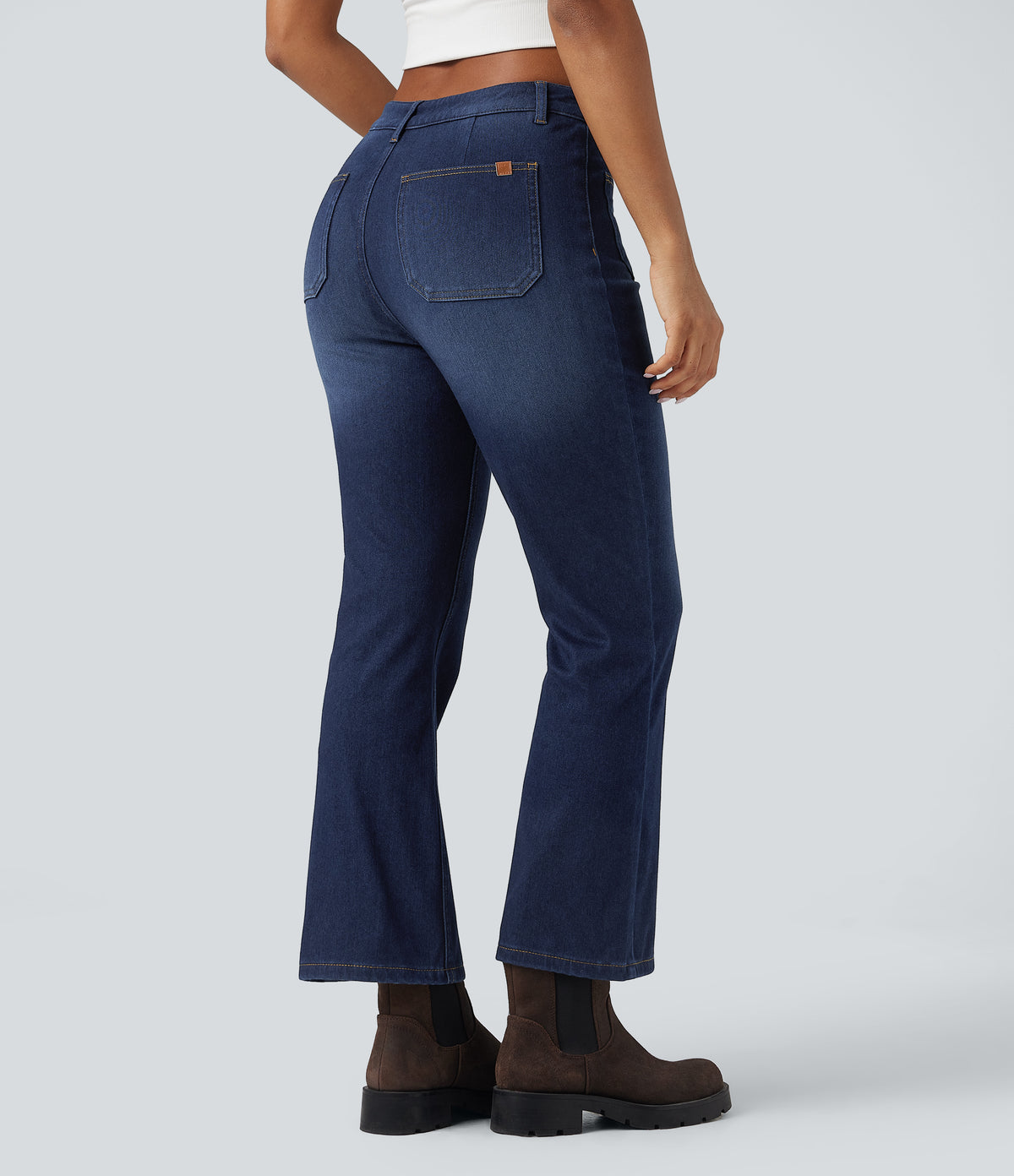 Denim Heat Mid Rise Denim Casual Bootcut Jeans with Pockets — Pageant Blue Denim — view 2