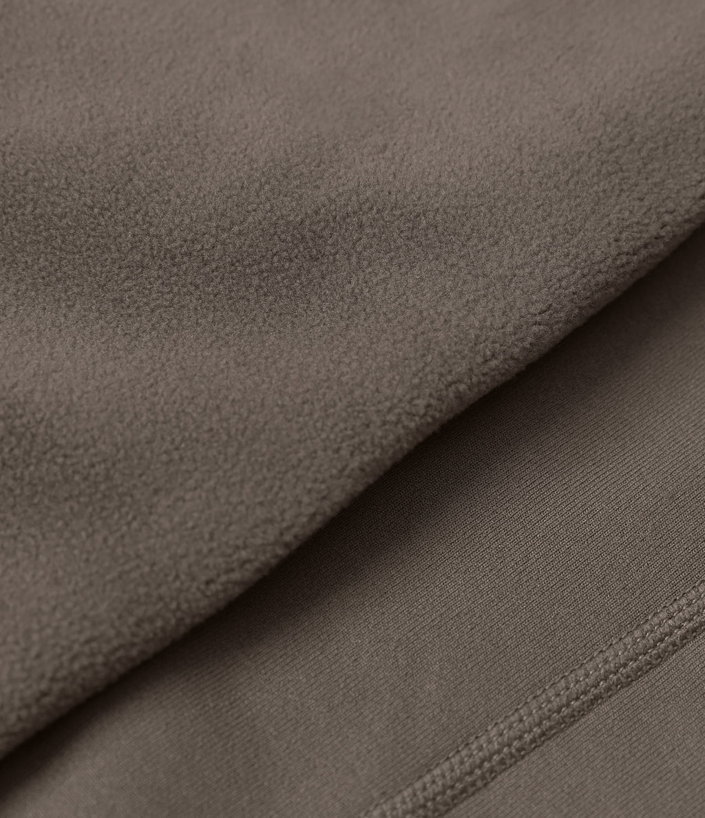 High Waisted Drawstring Fleece 7/8 Hiking Leggings with Pockets — Walnut — view 8