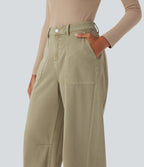 High Waisted Colorful Casual Jeans with Pockets — Peyote Brown Denim — view 4
