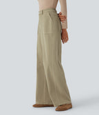 High Waisted Colorful Casual Jeans with Pockets — Peyote Brown Denim — view 3