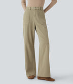High Waisted Colorful Casual Jeans with Pockets — Peyote Brown Denim — view 1