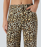 Mid Rise Leopard Casual Baggy Jeans with Pockets — Sand Leopard Denim — view 4