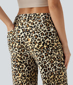 Mid Rise Leopard Casual Baggy Jeans with Pockets — Sand Leopard Denim — view 5