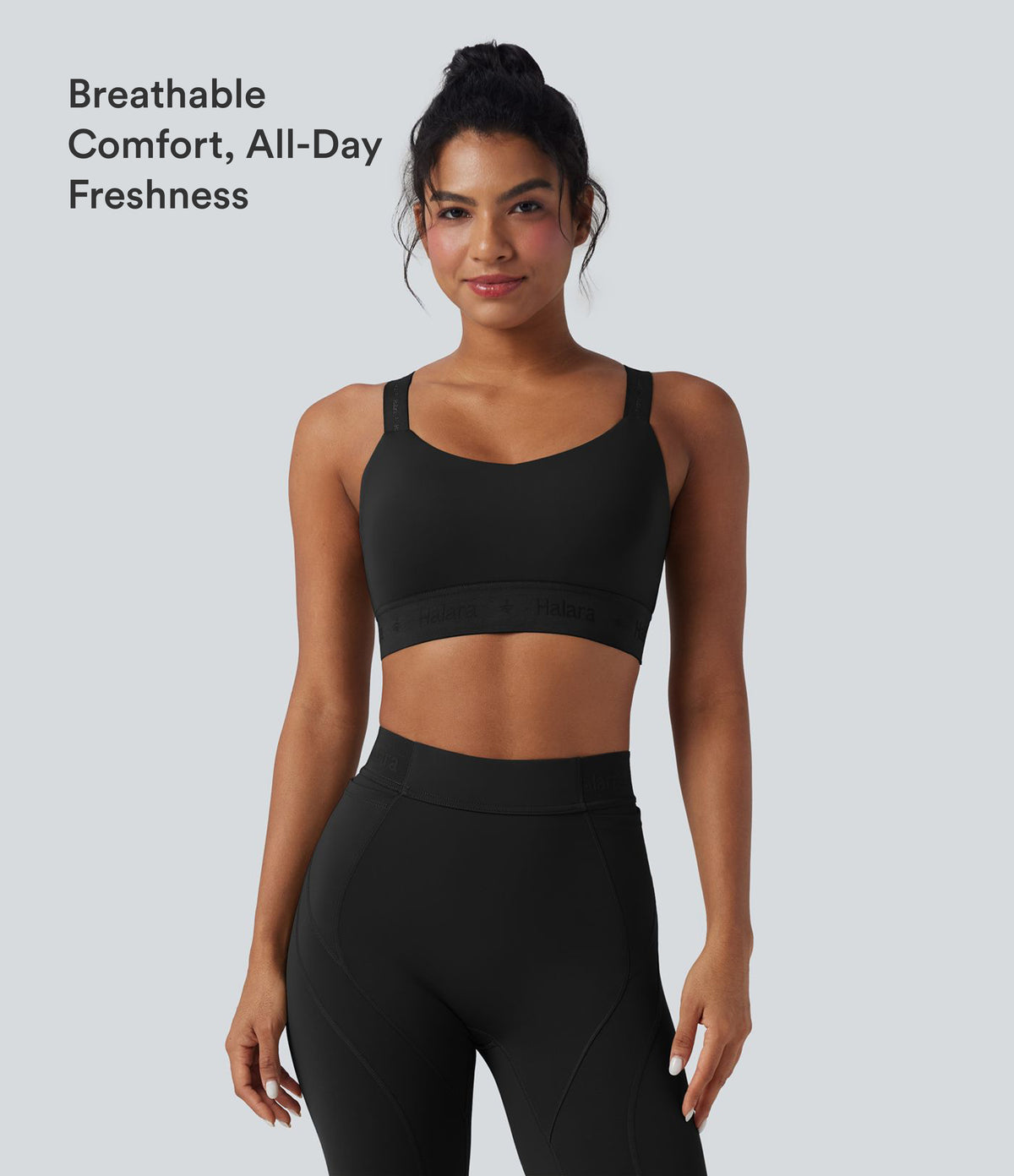 SpeedWave Low Support Quick Dry Running Sports Bra — Black — view 2