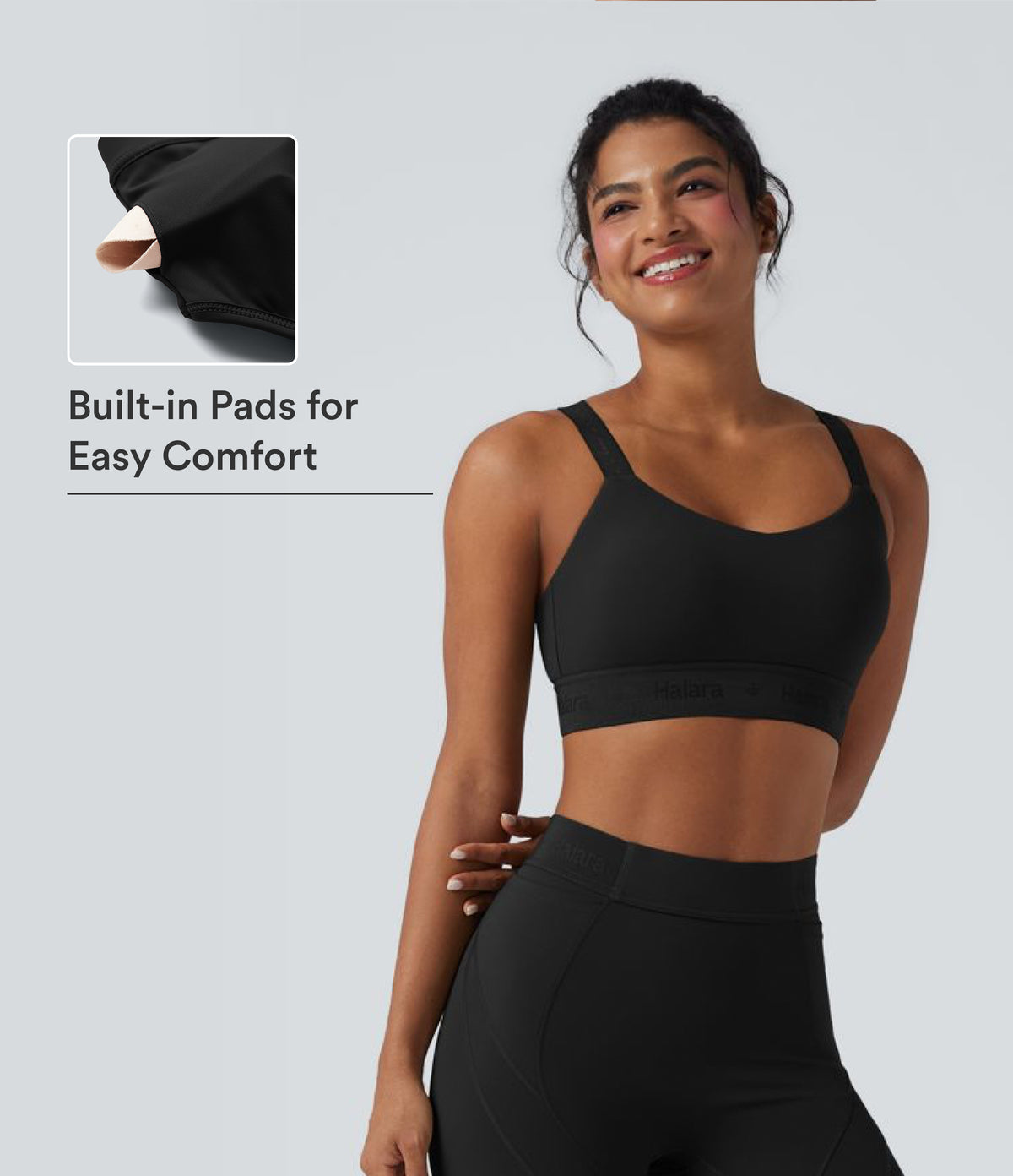 SpeedWave Low Support Quick Dry Running Sports Bra — Black — view 5