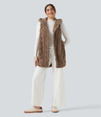 Hooded Casual Sherpa Vest — Coca Mocha — view 5