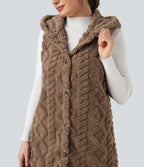 Hooded Casual Sherpa Vest — Coca Mocha — view 4
