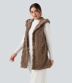 Hooded Casual Sherpa Vest — Coca Mocha — view 3