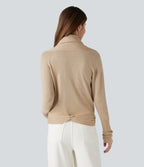 Long Sleeve Wrapped Casual Cardigan — Warm Sand — view 2