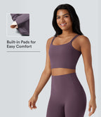 Double Straps Twisted Backless Cropped Yoga Tank Top — Night's Purple — view 4