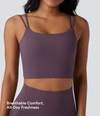 Double Straps Twisted Backless Cropped Yoga Tank Top — Night's Purple — view 3