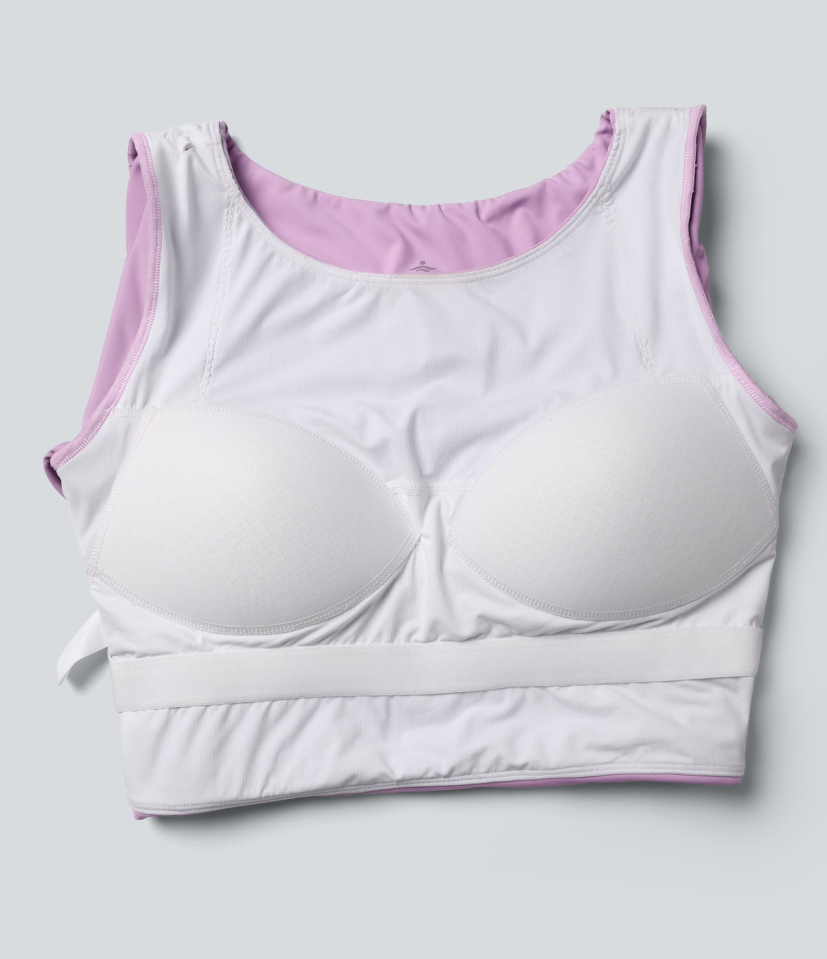 Push-Up Molded Spacer Scoop Neck Long Sleeve Thumb Holes Crossover Cropped Yoga Sports Top — Plum Pink Purple — view 7