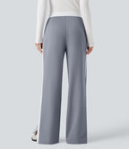 Mid Rise Color Block Split Work Straight Leg Trousers with Pockets — Tradewinds — view 2