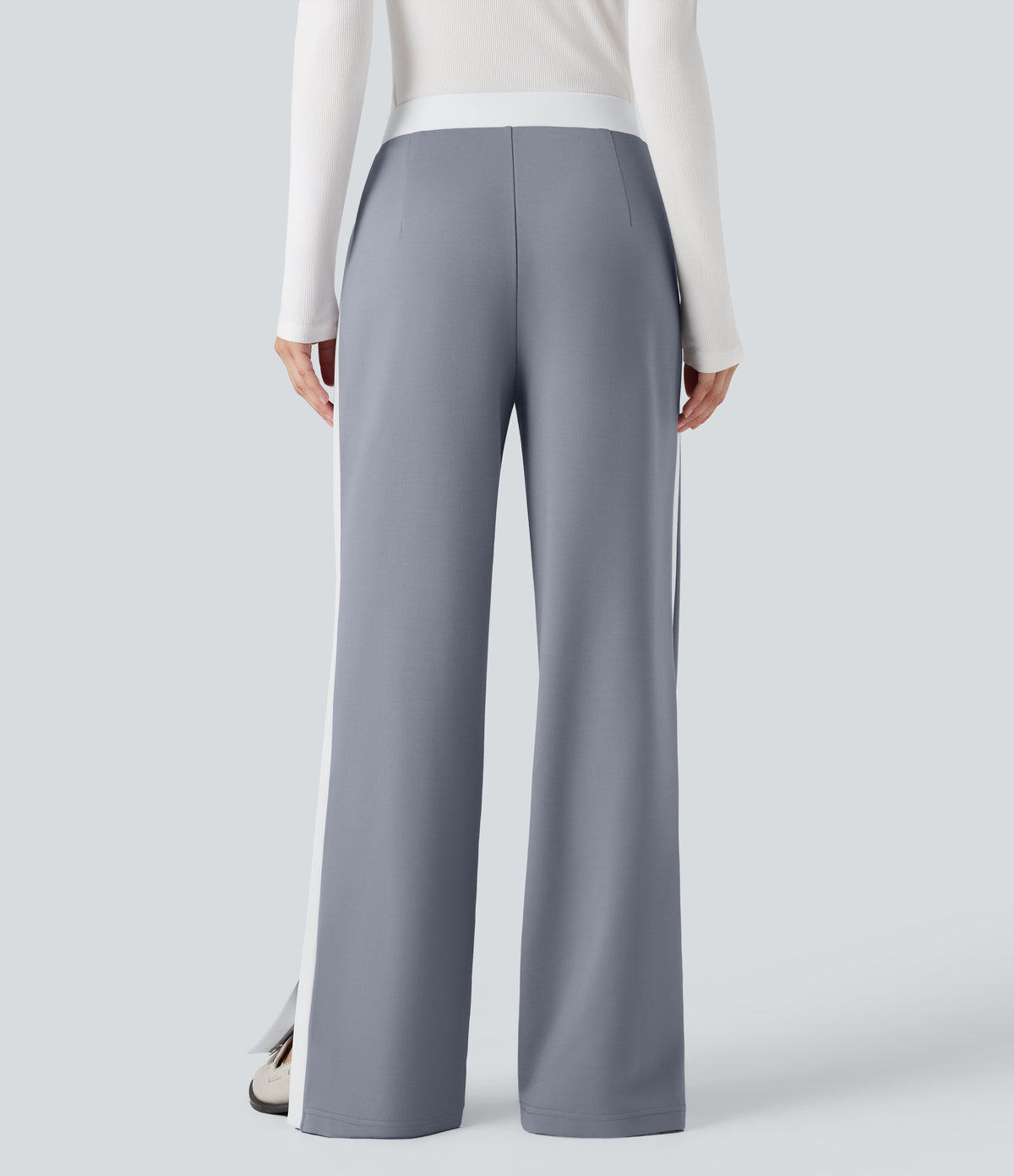 Mid Rise Color Block Split Work Straight Leg Trousers with Pockets — Tradewinds — view 2