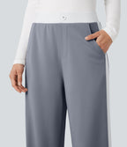 Mid Rise Color Block Split Work Straight Leg Trousers with Pockets — Tradewinds — view 4
