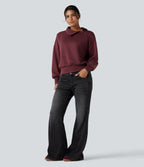 SpacerTek Funnel Neck Half Zip Oversized Casual Sweatshirt — Oxblood Red — view 8