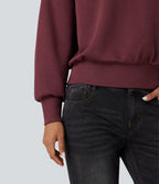SpacerTek Funnel Neck Half Zip Oversized Casual Sweatshirt — Oxblood Red — view 7