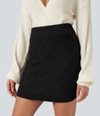 High Waisted Bodycon Mini Casual Jumper Skirt — Black — view 4