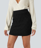 High Waisted Bodycon Mini Casual Jumper Skirt — Black — view 3