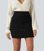 High Waisted Bodycon Mini Casual Jumper Skirt — Black — view 1