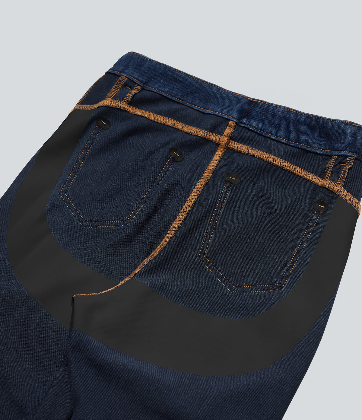 High Waisted Tummy Control Butt Lifting Denim Casual Bootcut Leggings with Pockets — Tide Blue Denim — view 8