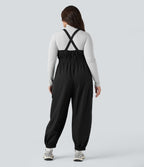Water Repellent Wear-Resistant Zipper Pockets Hiking Plus Size Dungarees — Black — view 2