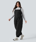 Water Repellent Wear-Resistant Zipper Pockets Hiking Plus Size Dungarees — Black — view 3