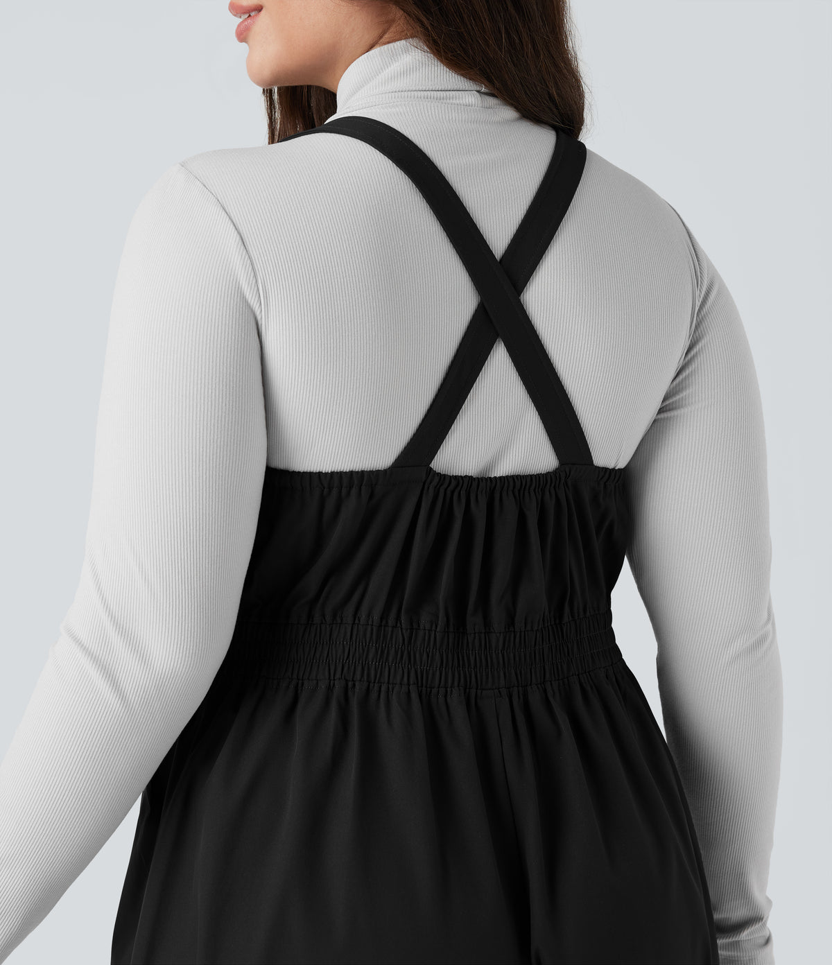 Water Repellent Wear-Resistant Zipper Pockets Hiking Plus Size Dungarees — Black — view 5