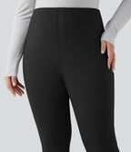 High Waisted Tapered Work Plus Size Pants with Pockets — Black — view 4