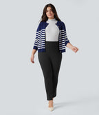 High Waisted Tapered Work Plus Size Pants with Pockets — Black — view 6
