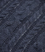 High Neck Long Sleeve Cable Knit Casual Jumper — Always in a Mood - Dark Blue — view 7
