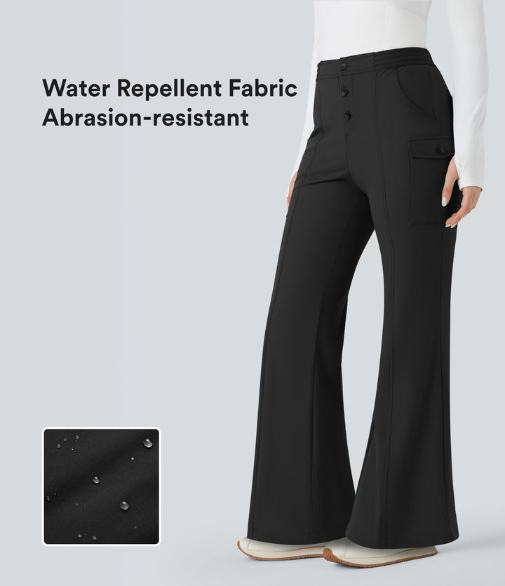 Water Repellent Abrasion-resistant Low Rise Hiking Bootcut Trousers with Pockets — Black — view 1