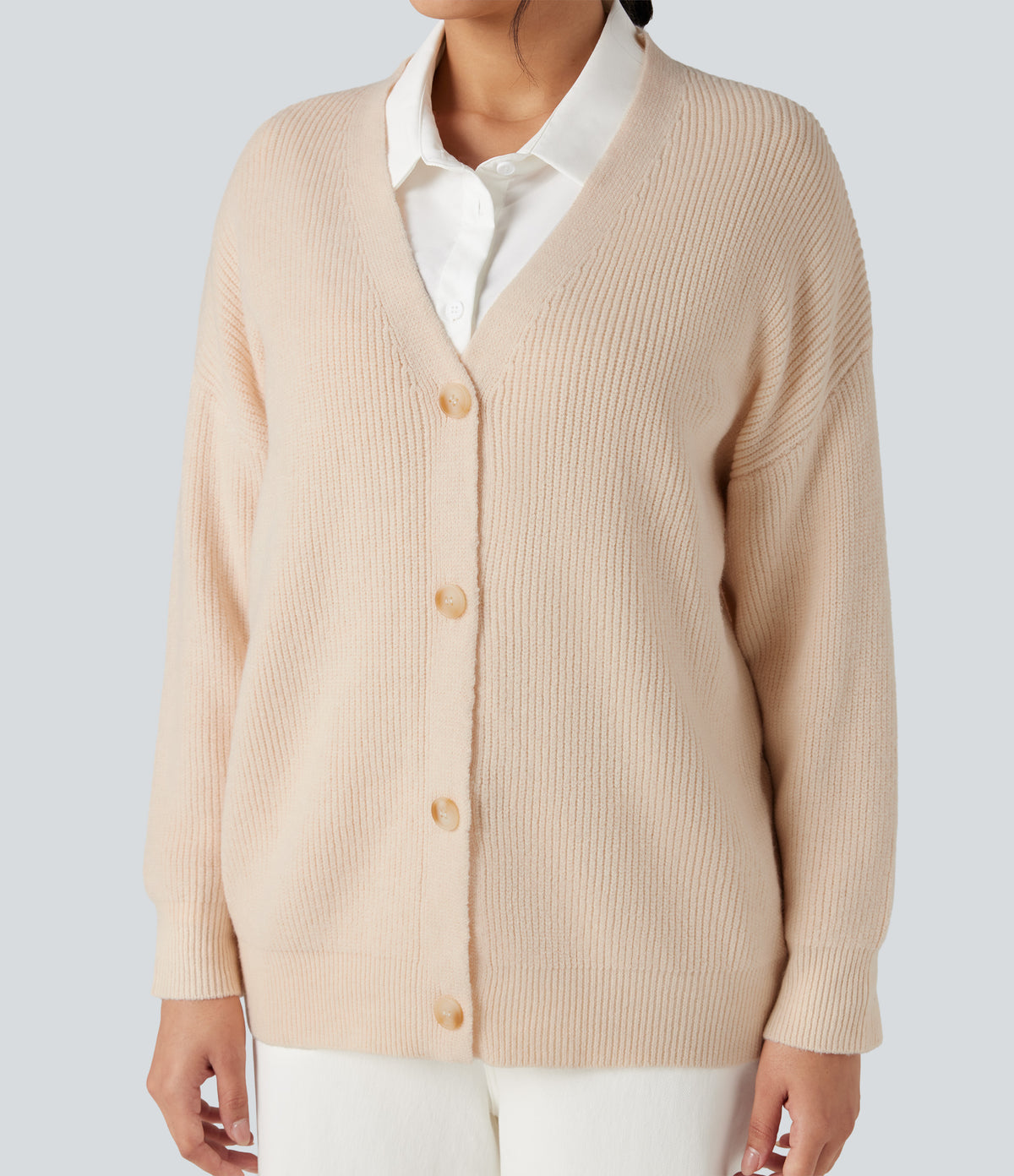 V-neck Long Sleeve Casual Cardigan — Nova Scotia — view 5