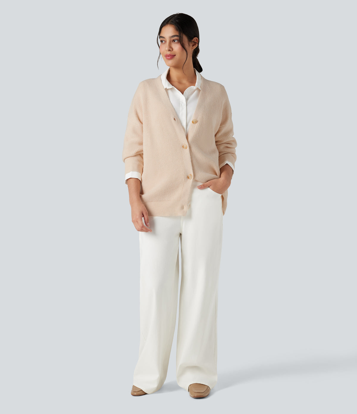 V-neck Long Sleeve Casual Cardigan — Nova Scotia — view 7
