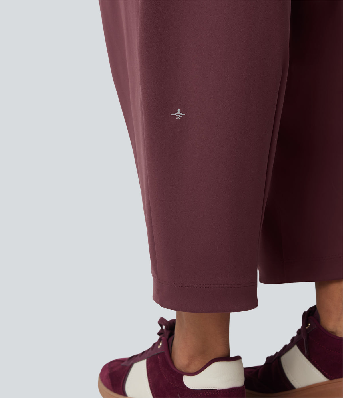 Mid Rise Casual Barrel Leg 7/8 Trousers with Pockets — Red Mahogany — view 6