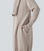 Lapel Long Sleeve Longline Work Cardigan with Pockets — Vintage Khaki — view 5