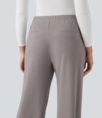 High-waisted Micro Waffle Work Baggy Trousers with Pockets — Satellite — view 5