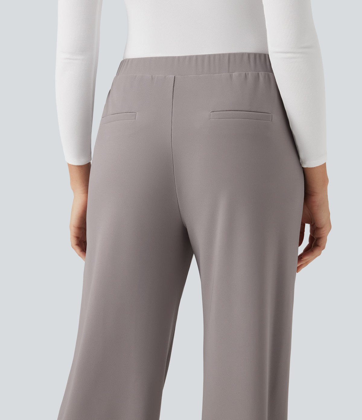 High-waisted Micro Waffle Work Baggy Trousers with Pockets — Satellite — view 5